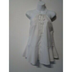 Kaelen Women's White Striped Shirting Ruffle Tank Top Blouse Sz M NWT 545 IRRG